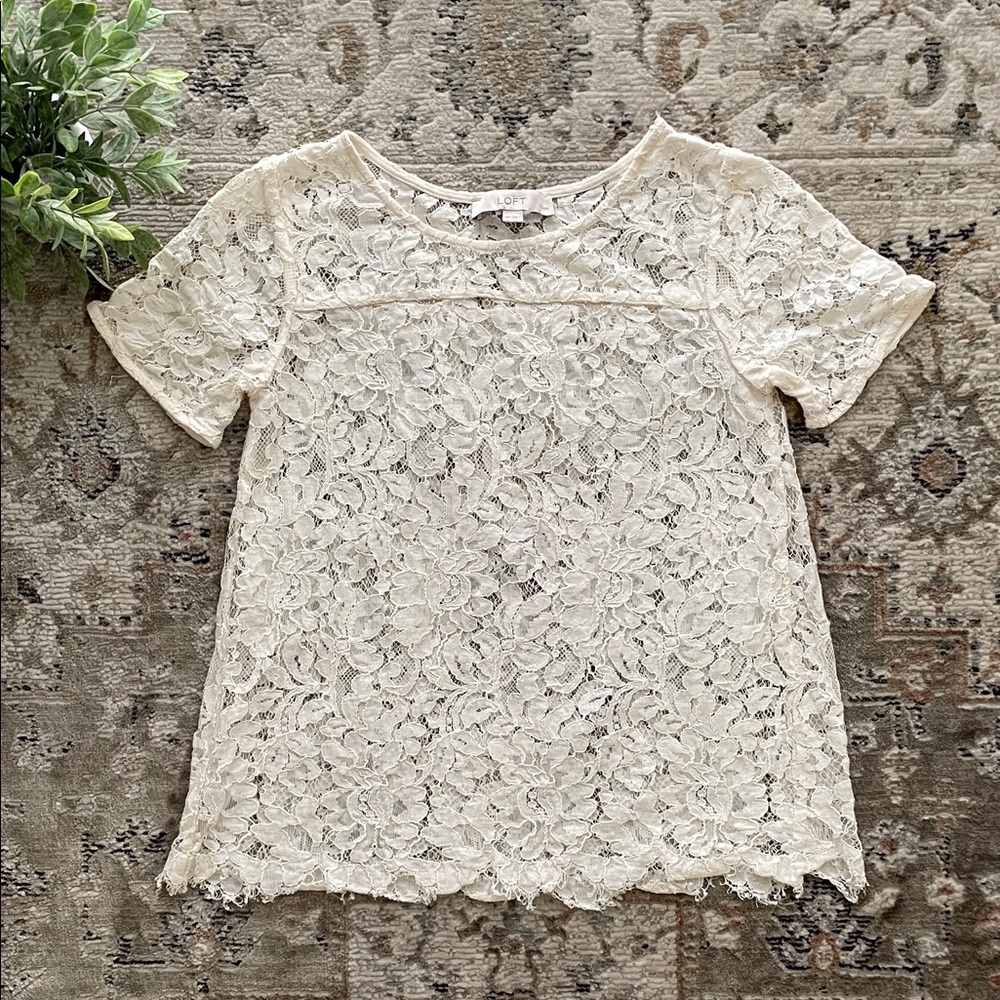 LOFT Cream Lace Blouse
